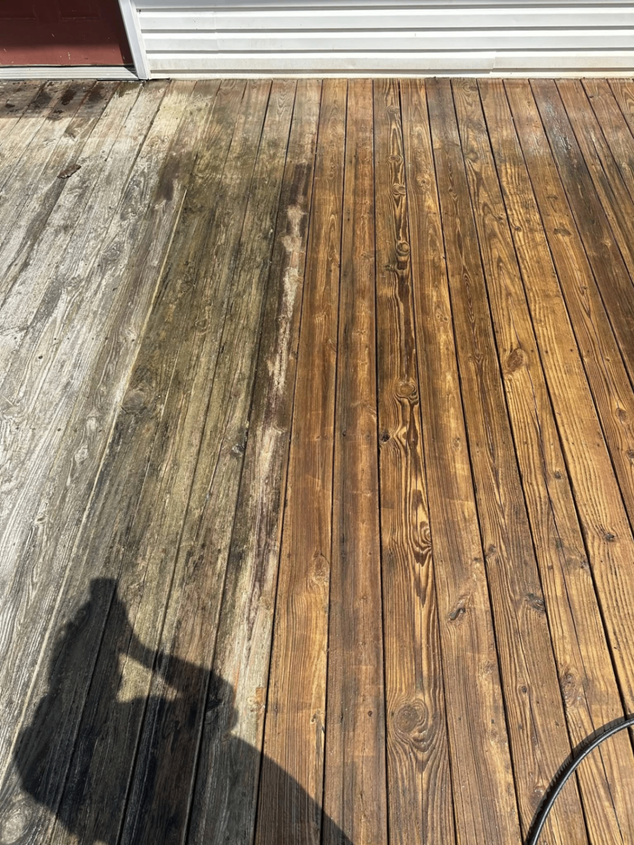 Deck soft wash in progress